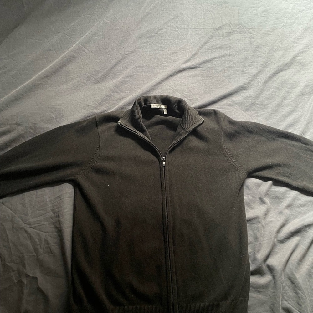 Men's Black Full-Zip Sweater Jacket - Classic Knit From Tristan